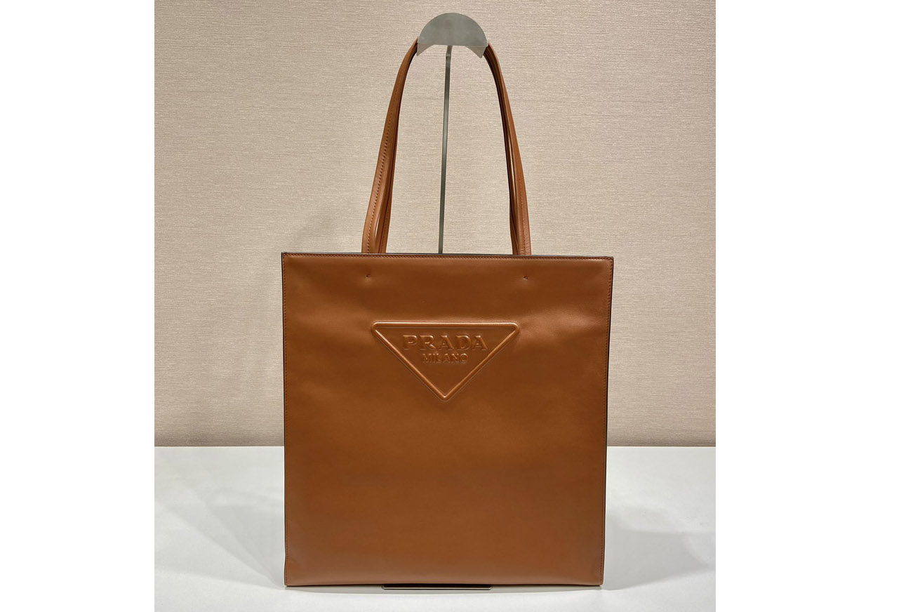 Prada 1BG429 Leather tote bag in Brown Leather