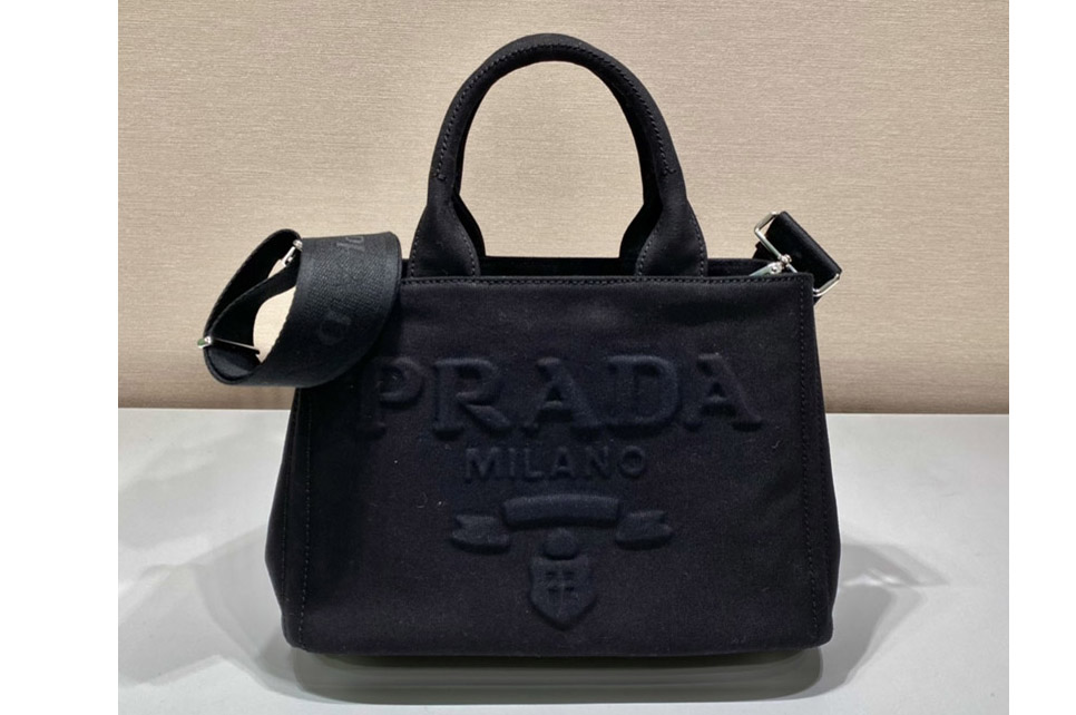 Prada 1BG439 Denim Tote bag in Black Denim
