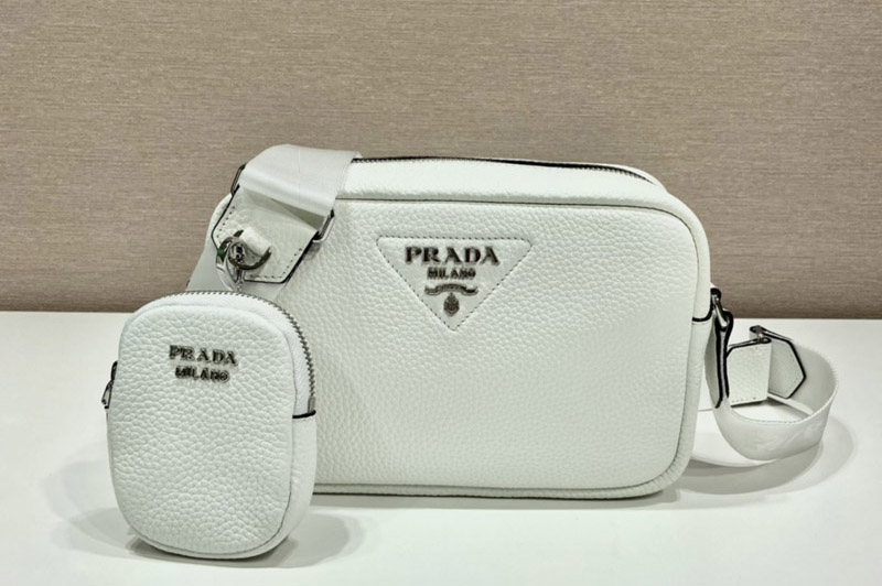Prada 1BH182 Leather shoulder bag in White Leather