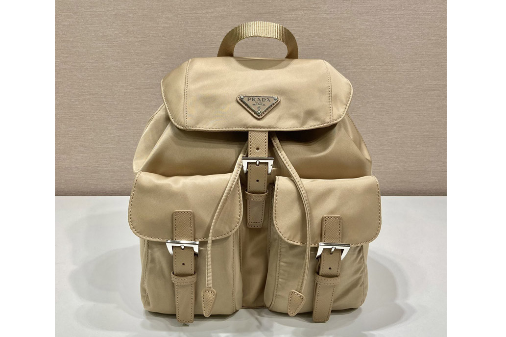 Prada 1BZ677 Small Re-Nylon backpack in Beige Nylon