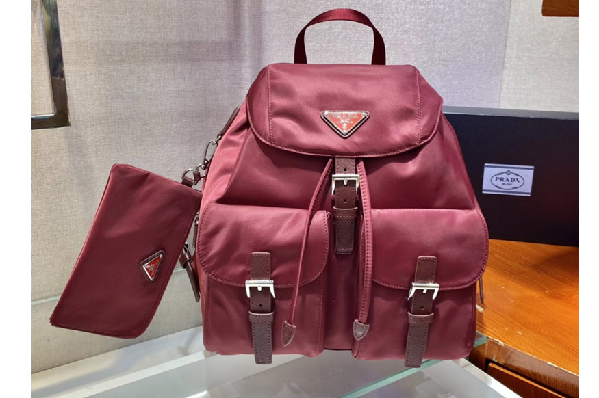 Prada 1BZ677 Small Re-Nylon backpack in Red Nylon