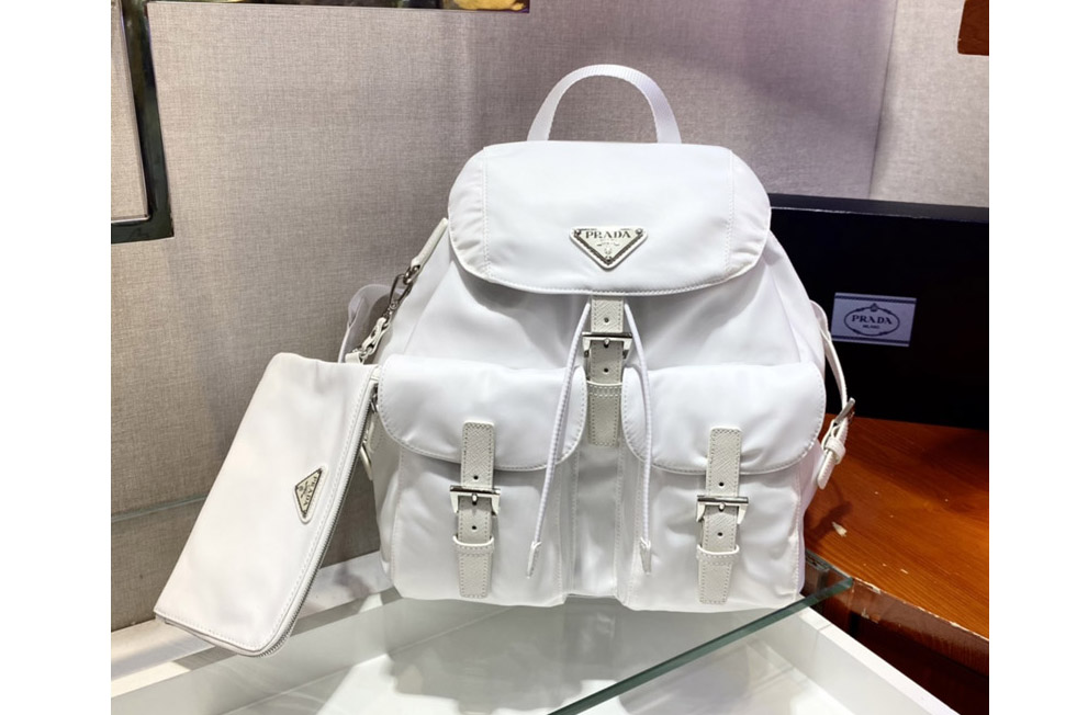 Prada 1BZ811 Re-Nylon medium backpack in White Nylon