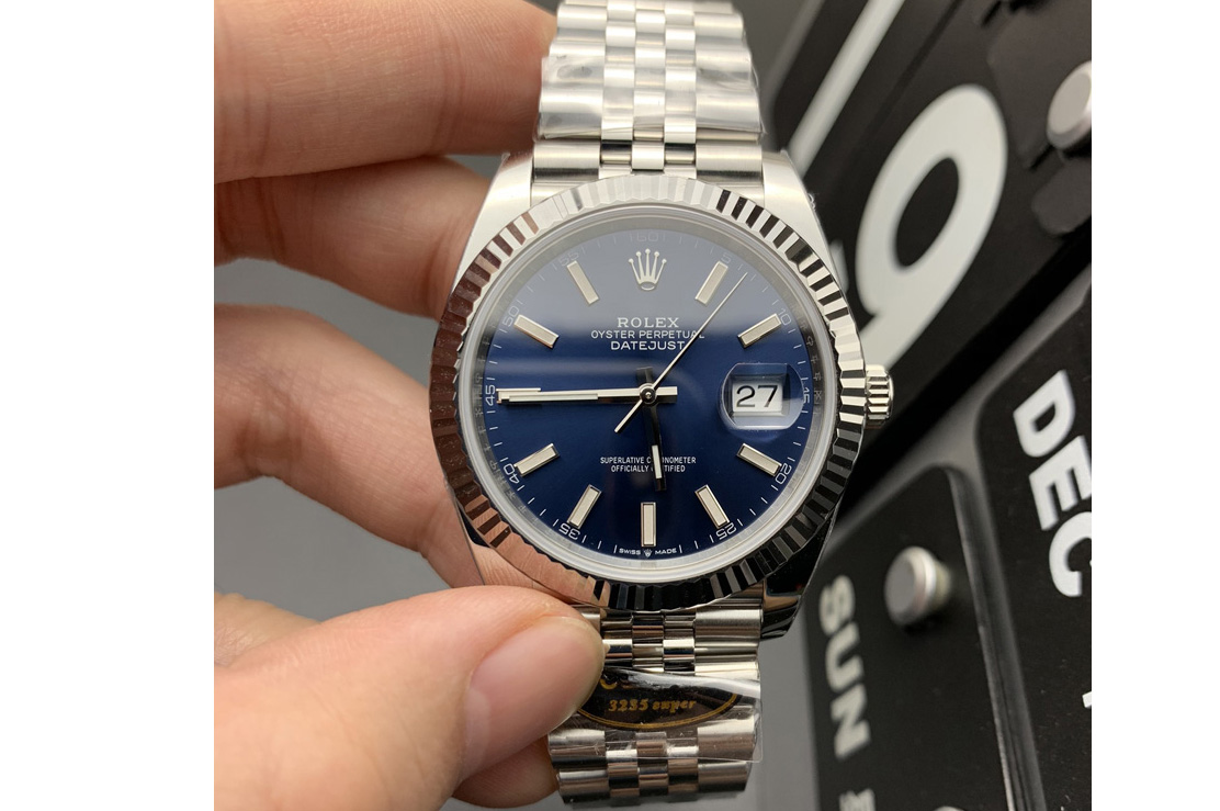 Rolex DateJust 41 126334 Clean 1:1 Best Edition 904L Steel Blue Stick Dial on Jubilee Bracelet VR3235