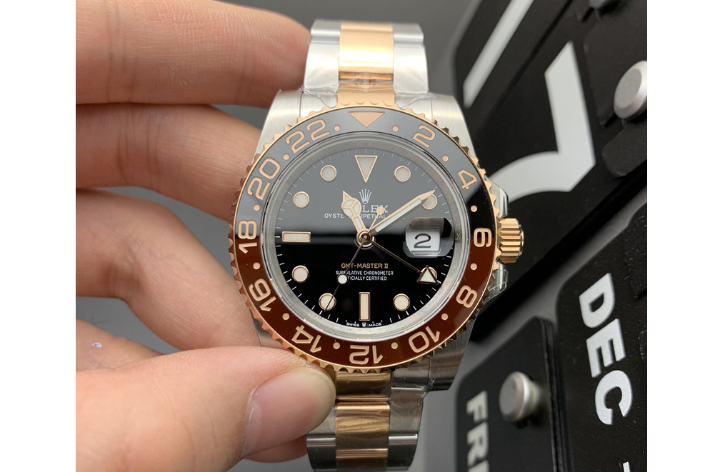 Rolex GMT-Master II 126711 CHNR Black/Brown Ceramic 904L Steel Wrapped Gold GMF 1:1 Best Edition SA3285 CHS