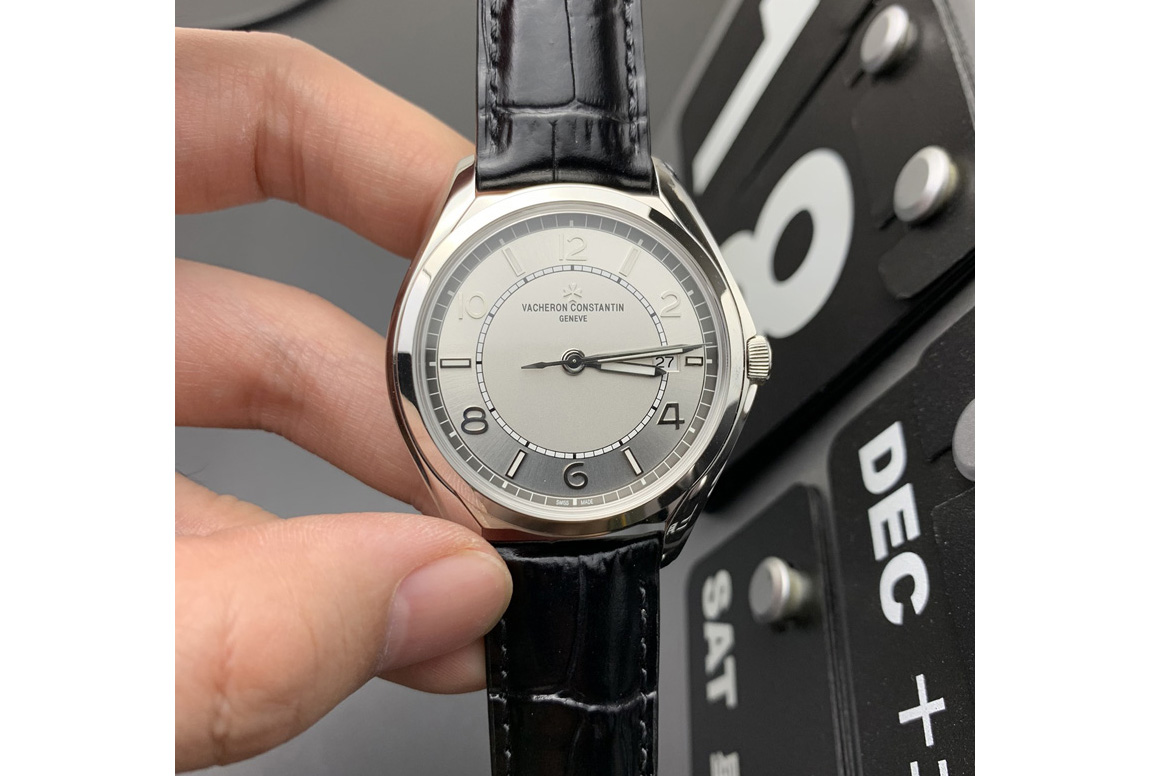 Vacheron Constantin Fiftysix SS 40mm ZF 1:1 Best Edition Silver Dial on Black Leather Strap A1326