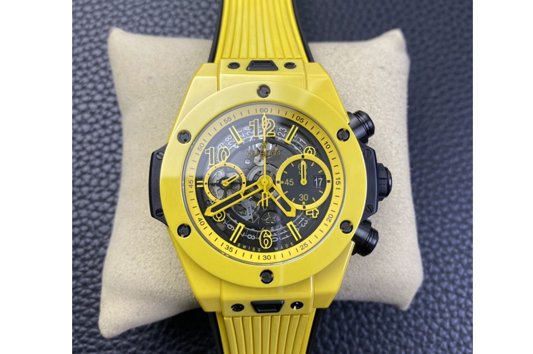 Hublot Big Bang Unico Yellow Magic Ceramic ZF 1:1 Best Edition Skeleton Dial on Yellow Rubber Strap A1280