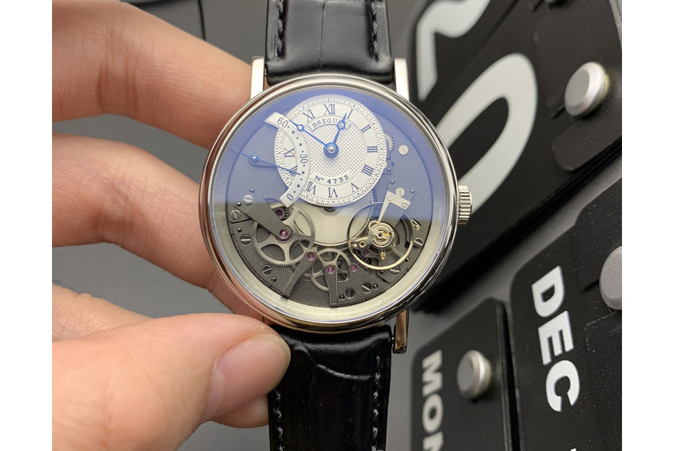 Breguet Tradition 7097BB SS ZF 1:1 Best Edition White/Gray Dial on Black Leather Strap A505