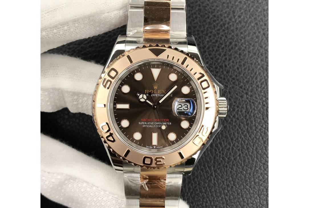 Rolex Yacht-Master 116621 SS/RG EWF 1:1 Best Edition Brown Dial on SS/RG Bracelet SA3235
