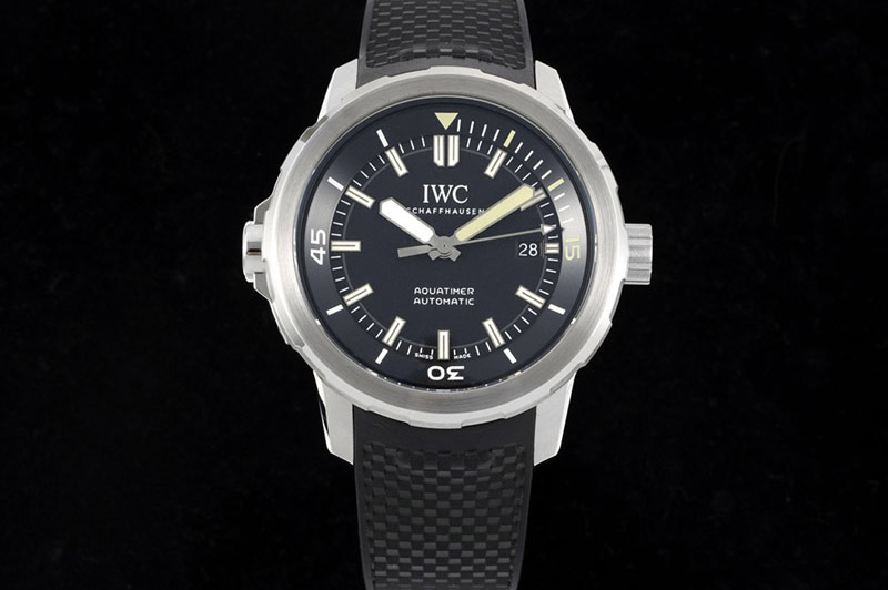 IWC Aquatimer SS IW3290 RSF 1:1 Best Edition Black Dial on Black Rubber Strap A2892