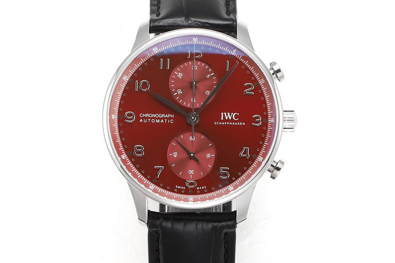 IWC Portuguese Chrono IW3716 RSF 1:1 Best Edition Red Dial on Black Leather Strap A7750