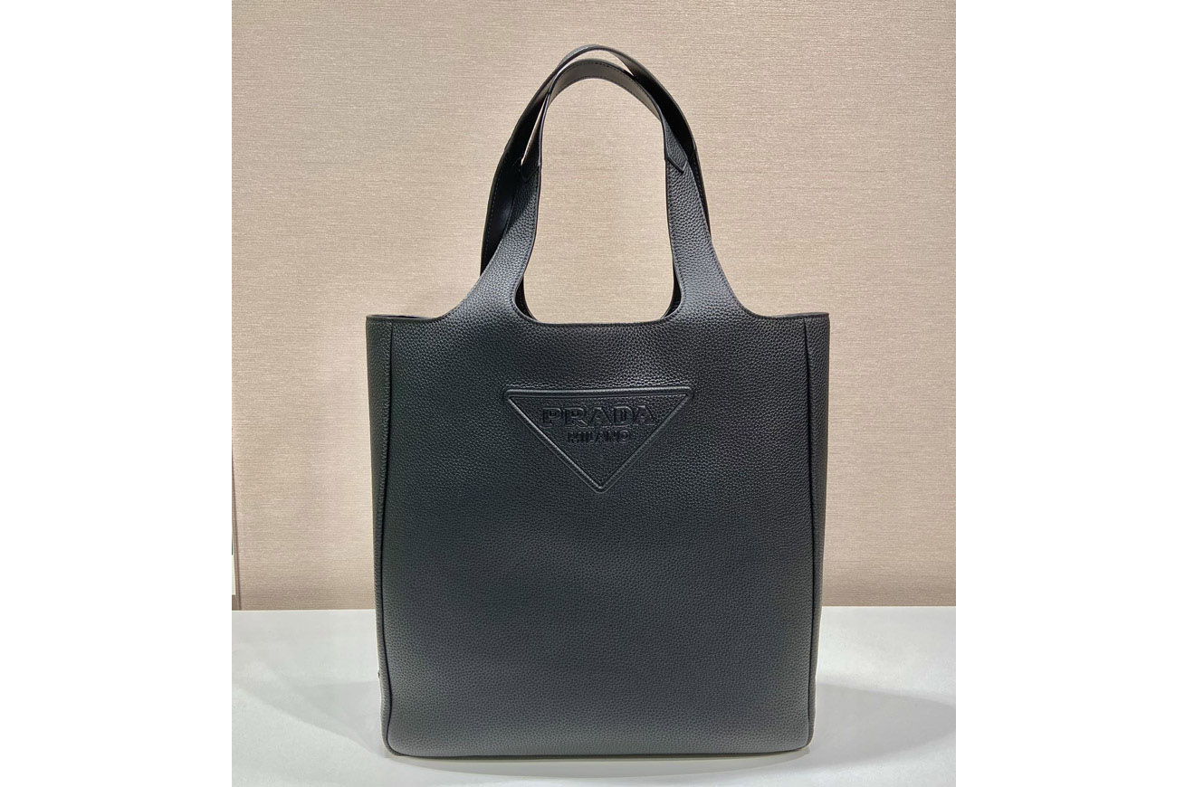 Prada 2VG092 Leather tote bag in Black Leather