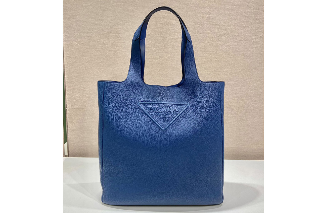 Prada 2VG092 Leather tote bag in Blue Leather
