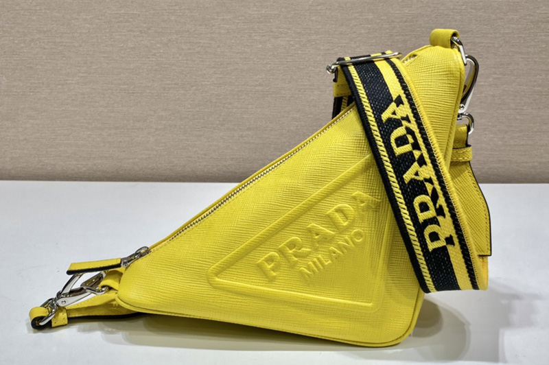 Prada 2VH155 Saffiano Prada Triangle bag in Yellow Leather