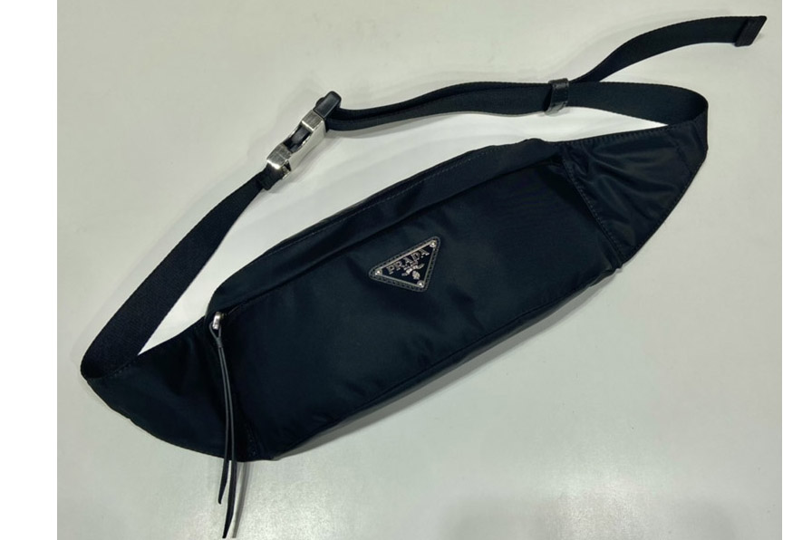 Prada 2VL034 Re-Nylon and Saffiano leather belt bag On Black Nylon