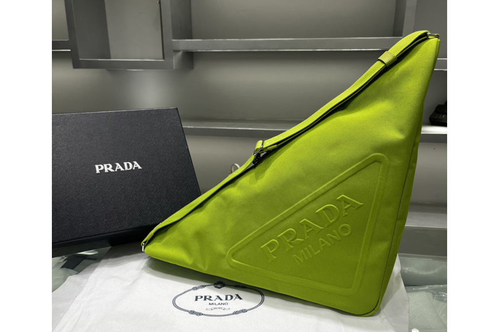 Prada 2VY007 Canvas Prada Triangle bag on Green Fabric