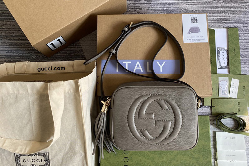 Gucci 308364 Soho small leather disco bag in Gray Leather