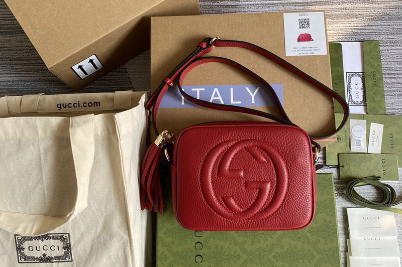Gucci 308364 Soho small leather disco bag in Red Leather