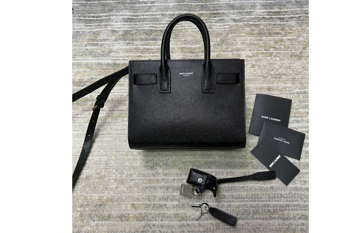 Saint Laurent 392035 YSL CLASSIC SAC DE JOUR NANO bag IN Black GRAINED LEATHER