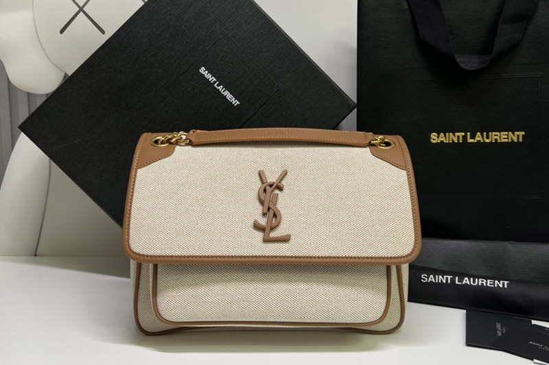 Saint Laurent 498894 YSL Niki Medium Bag IN CANVAS AND SMOOTH LEATHER