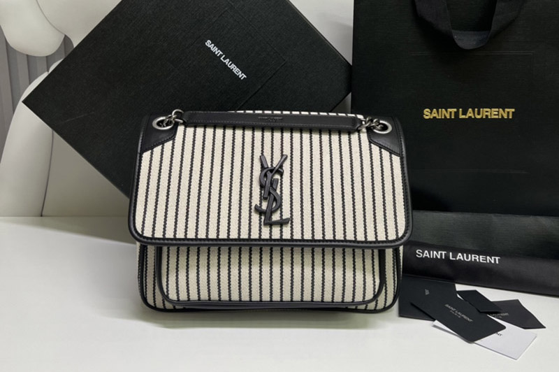 Saint Laurent 498894 YSL Niki Medium Bag IN CANVAS AND SMOOTH LEATHER