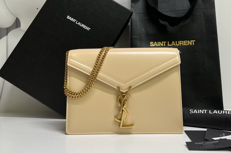 Saint Laurent 532750 YSL Cassandra Monogram Clasp Bags In Beige Smooth Leather