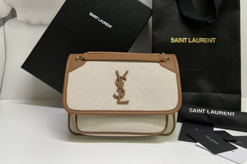 Saint Laurent 533037 YSL niki baby Bag IN CANVAS AND SMOOTH LEATHER