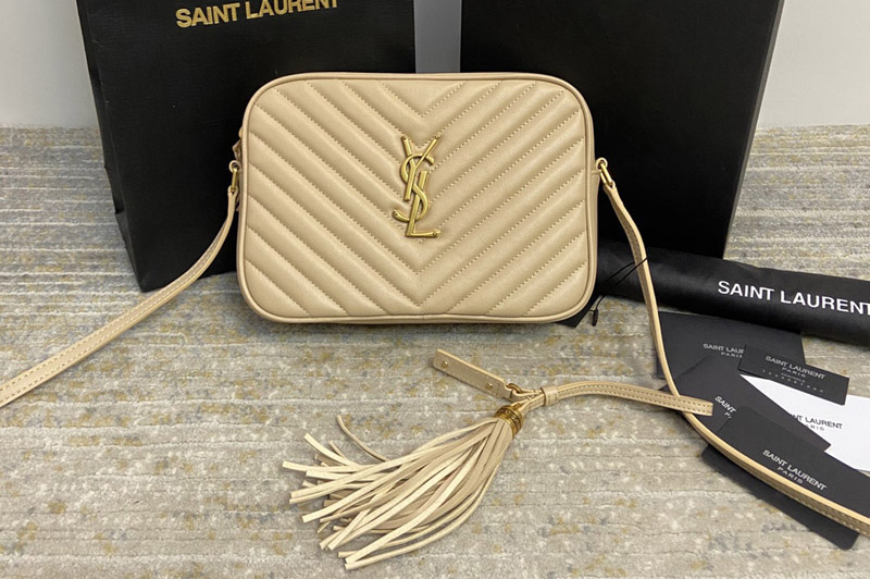 Saint Laurent 612544 YSL LOU CAMERA BAG IN Beige QUILTED LEATHER