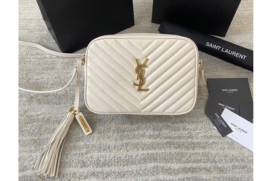 Saint Laurent 612544 YSL LOU CAMERA BAG IN White QUILTED LEATHER