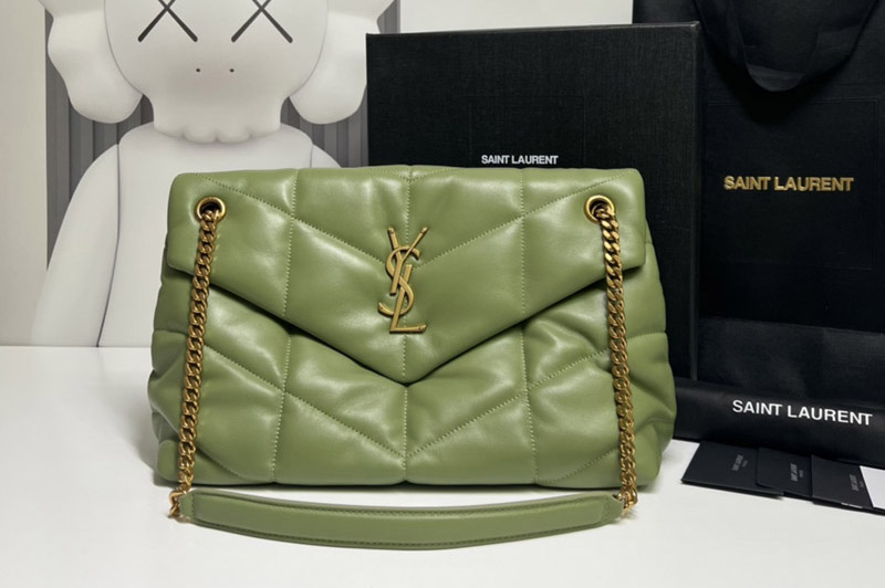 Saint Laurent 577475 YSL Loulou Puffer Medium Bag in Green Quilted Lambskin Leather