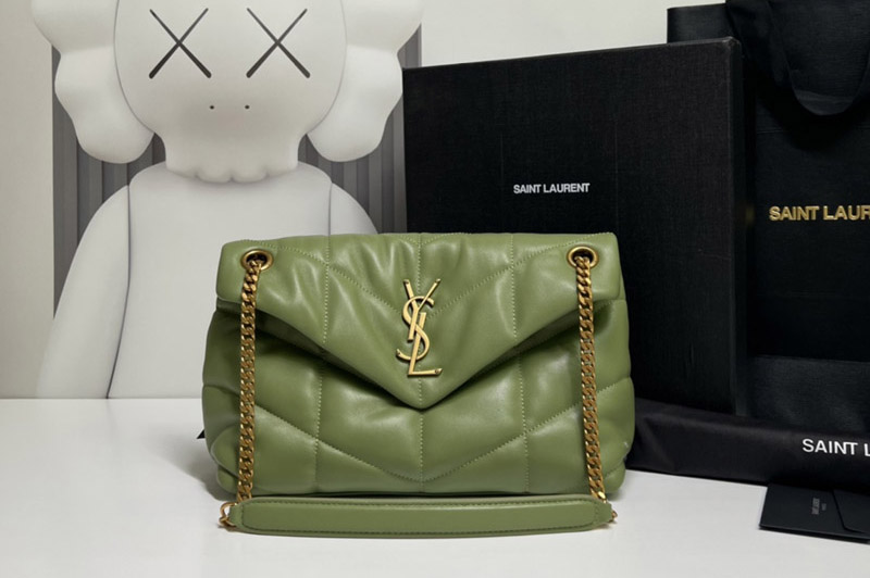 Saint Laurent 577476 YSL LOULOU PUFFER SMALL BAG IN Green QUILTED LAMBSKIN