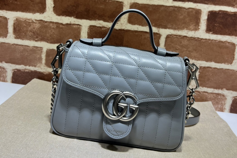 Gucci 583571 GG Marmont mini top handle bag in Grey matelasse leather