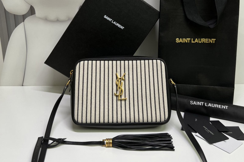Saint Laurent 612542 YSL LOU CAMERA BAG IN CANVAS AND SMOOTH LEATHER