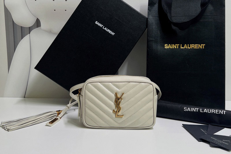 Saint Laurent 614031 YSL LOU BELT BAG IN White QUILTED LEATHER