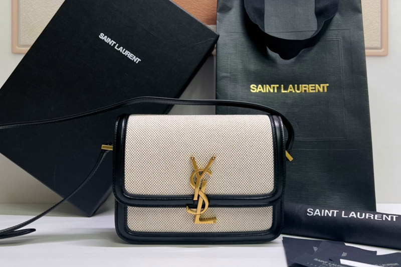 Saint Laurent 634306 YSL SOLFERINO Small SATCHEL bag IN CANVAS AND Black LEATHER