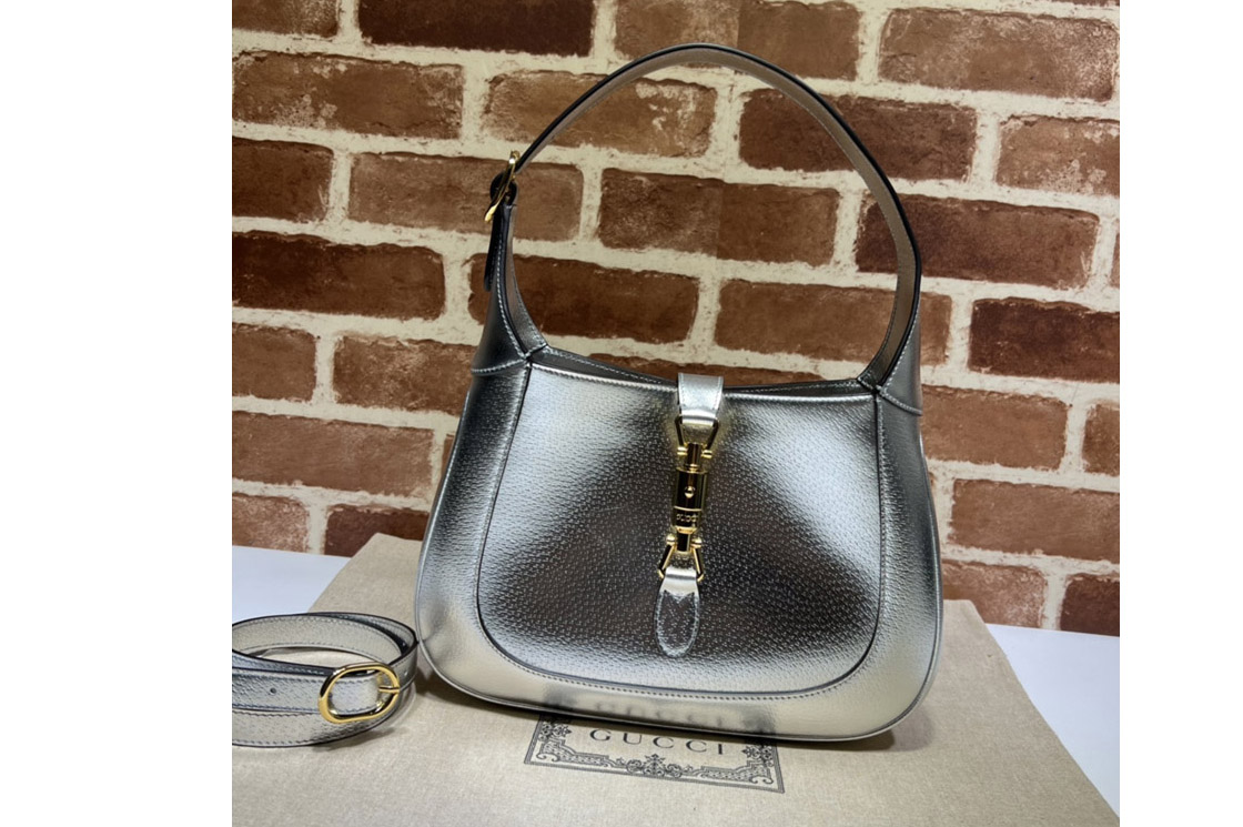 Gucci 636709 Jackie 1961 small natural grain bag in Silver Leather