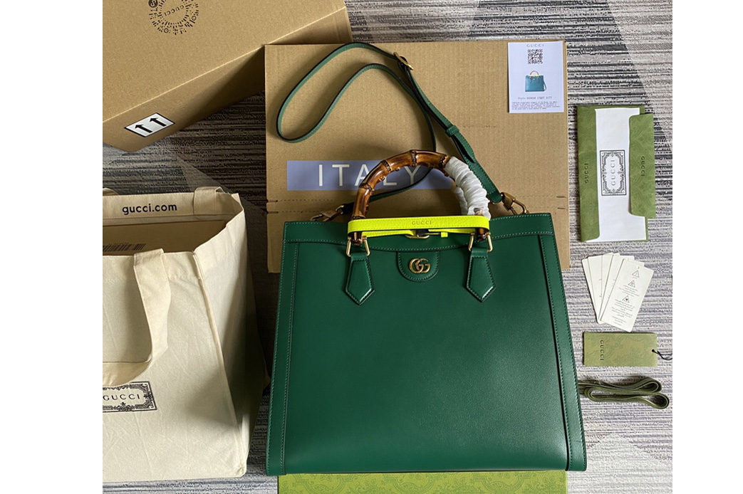 Gucci 655658 Gucci Diana medium tote bag in Green leather