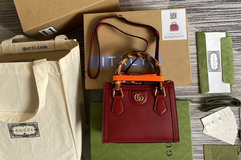 Gucci 655661 Gucci Diana mini tote bag in Red leather