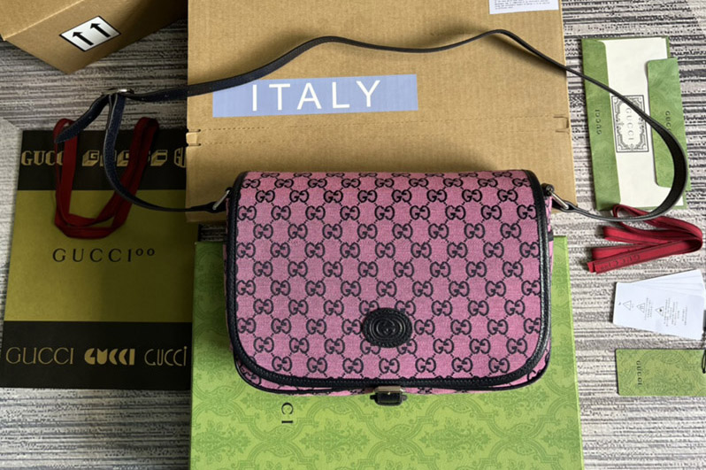 Gucci 664143 Children's Monogram GG messenger bag in Pink Supreme canvas