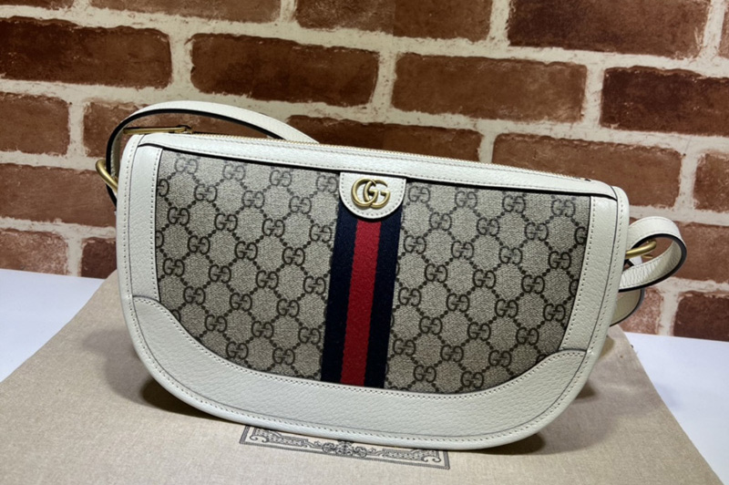 Gucci 674096 Ophidia large shoulder bag in Beige and ebony GG Supreme canvas