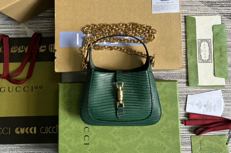 Gucci ‎675799 Jackie 1961 lizard mini bag in Green lizard