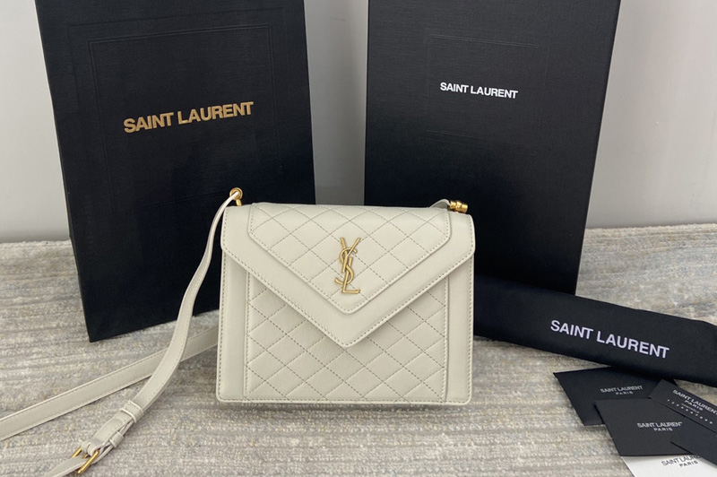 Saint Laurent 685574 YSL GABY MINI SATCHEL Bag IN White QUILTED LAMBSKIN