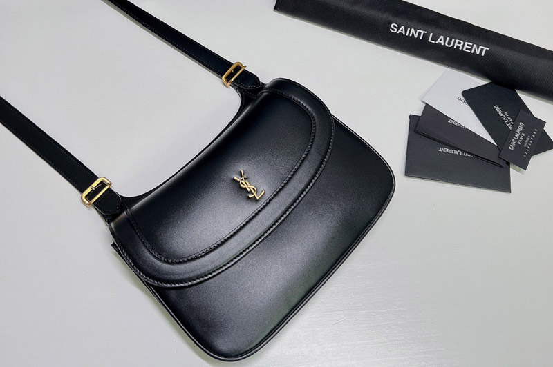 Saint Laurent 686742 YSL Charlie Medium Shoulder Bag in Black Smooth Leather