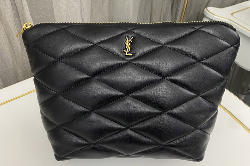 Saint Laurent 696779 YSL SADE POUCH IN Black QUILTED LAMBSKIN