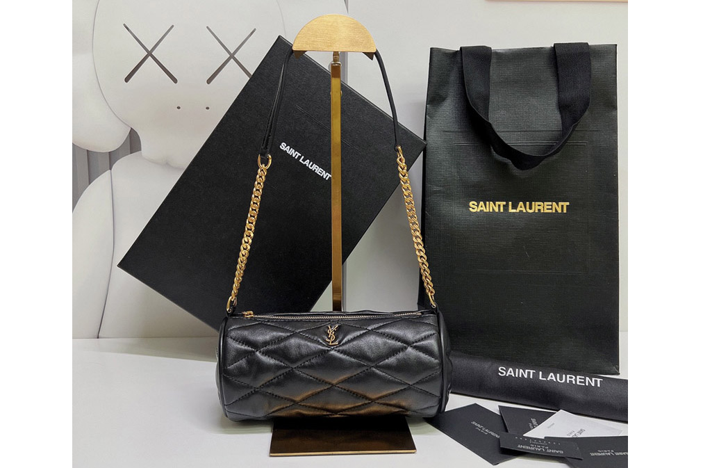 Saint Laurent 699703 YSL Sade Mini Tube Bag in Black Quilted Lambskin