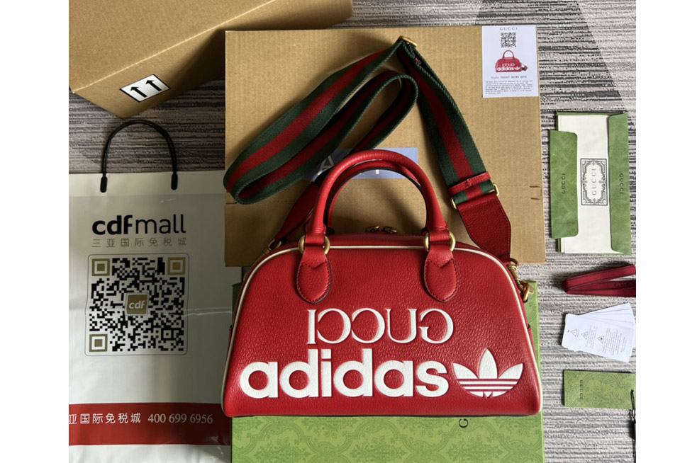adidas x Gucci 702397 mini duffle bag in Red and White leather