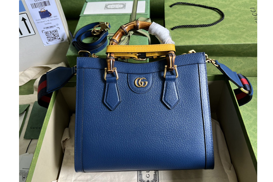 Gucci 702721 Gucci Diana small tote bag in Royal blue leather