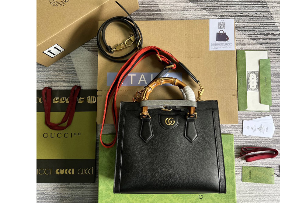 Gucci 702721 Gucci Diana small tote bag in Black leather