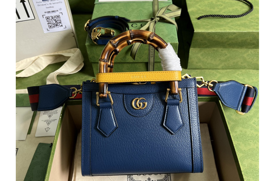 Gucci 702732 Gucci Diana mini tote bag in Royal blue leather