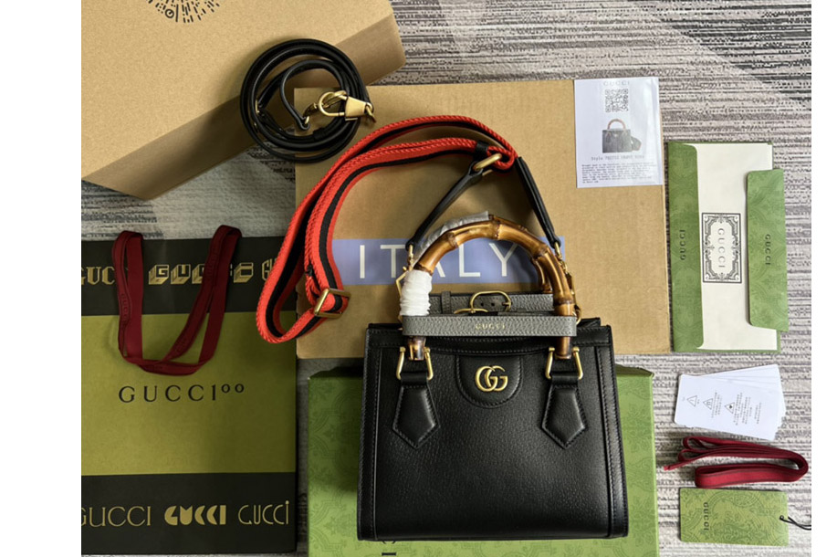 Gucci 702732 Gucci Diana mini tote bag in Black leather