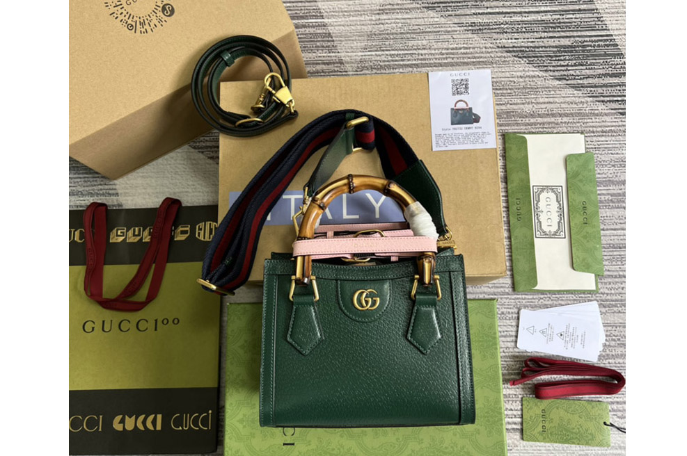 Gucci 702732 Gucci Diana mini tote bag in Green leather